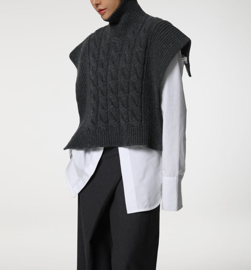 Paper Moon - Korean Women Fashion - #womensfashion - twisted chunky detail turtleneck knit cape top - 10