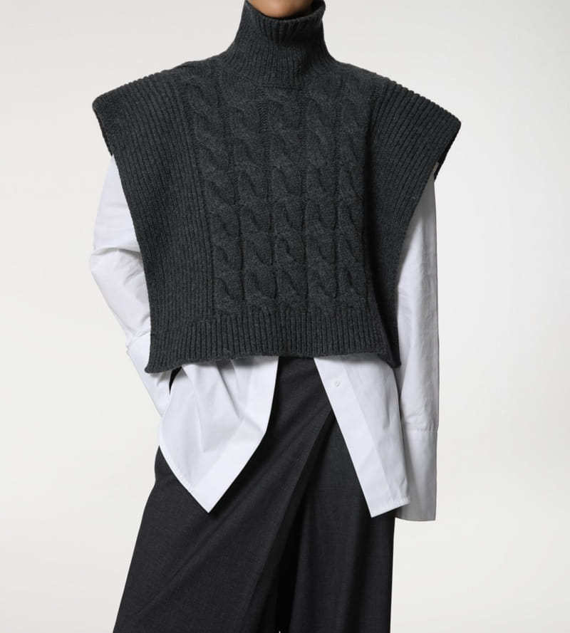 Paper Moon - Korean Women Fashion - #womensfashion - twisted chunky detail turtleneck knit cape top - 8