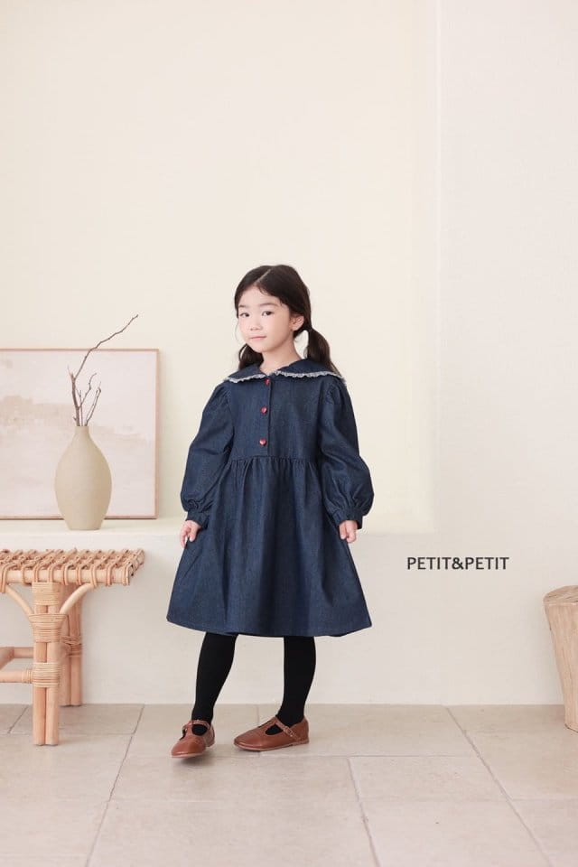 Petit & Petit - Korean Children Fashion - #fashionkids - Denim Collar One-piece