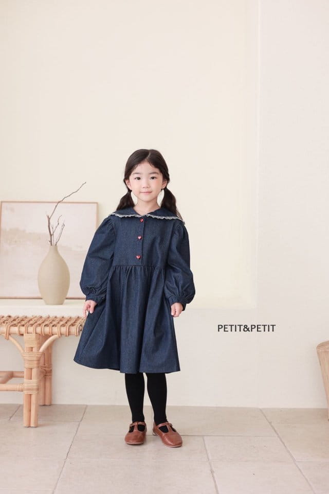 Petit & Petit - Korean Children Fashion - #kidsshorts - Denim Collar One-piece - 2