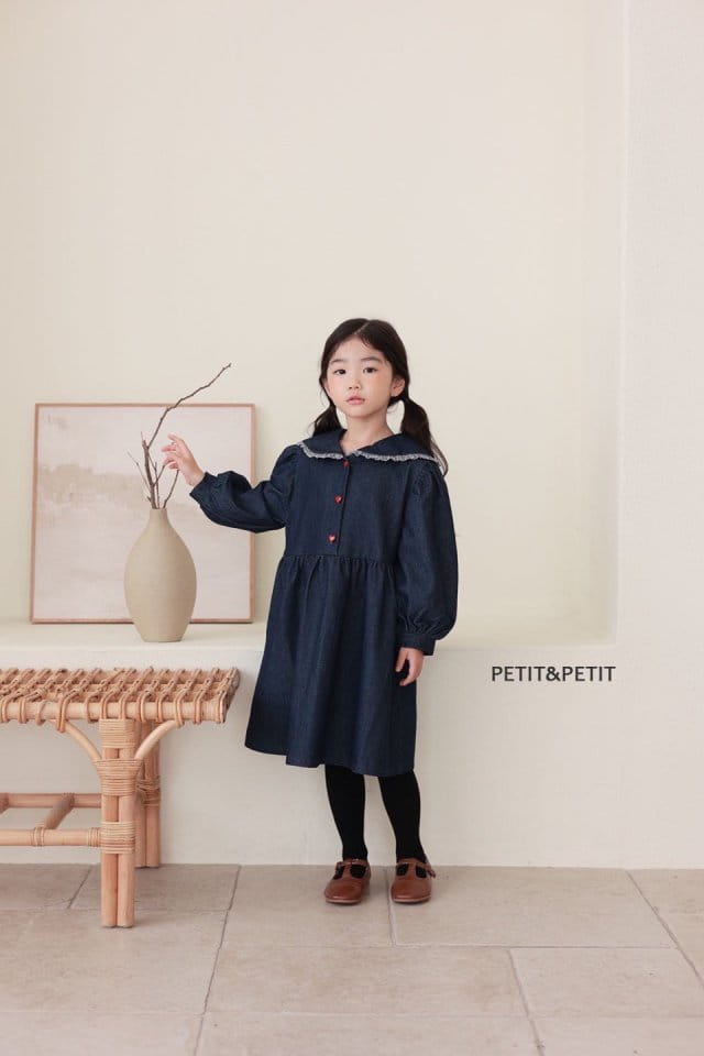 Petit & Petit - Korean Children Fashion - #littlefashionista - Denim Collar One-piece - 6