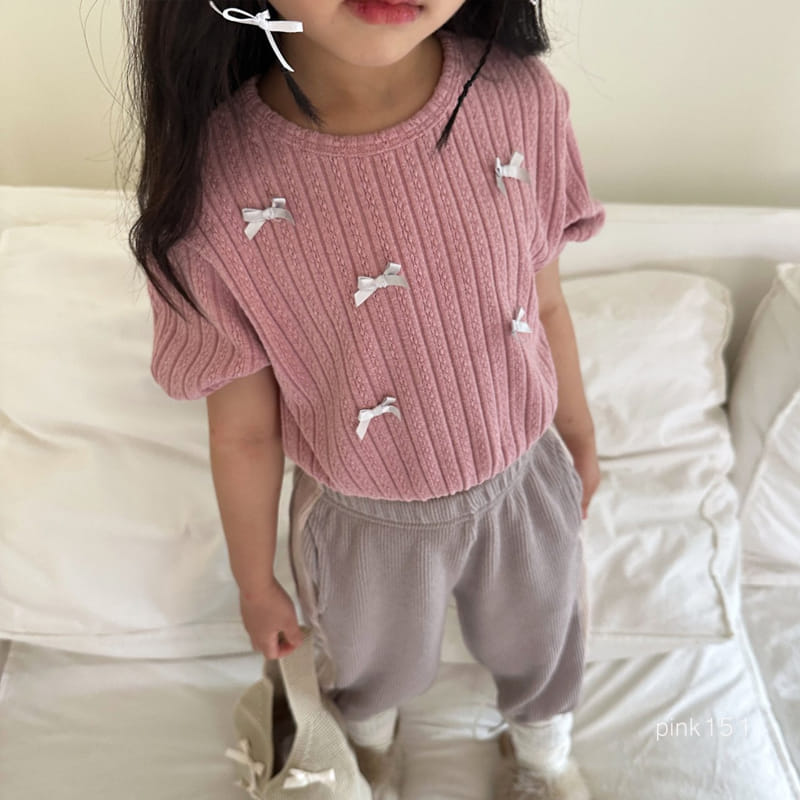 Pink151 - Korean Children Fashion - #prettylittlegirls - Ribbon Knitt Tee - 4