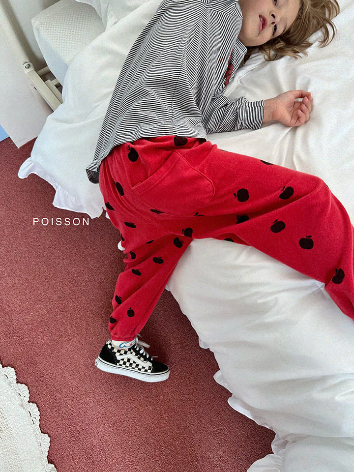 Poisson - Korean Children Fashion - #todddlerfashion - Apple Terry Pants - 5