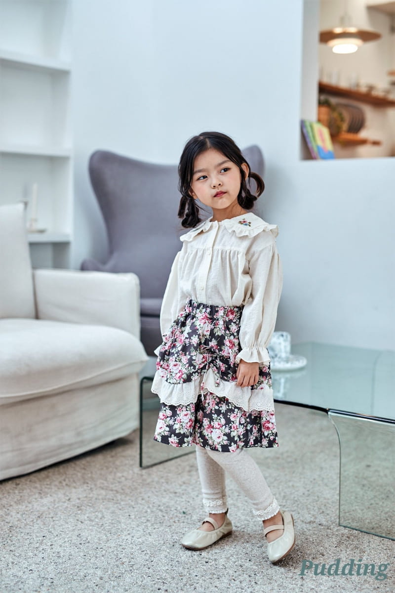 Pudding - Korean Children Fashion - #todddlerfashion - Flower Skirt