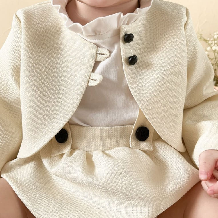 Reve Kid - Korean Baby Fashion - #babyboutique - Cream Cardigan Set - 2