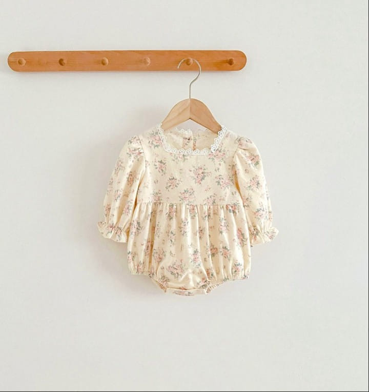 Reve Kid - Korean Baby Fashion - #babyboutique - Flower Shirring Bodysuit