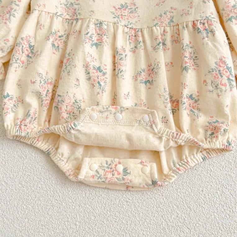 Reve Kid - Korean Baby Fashion - #babyboutiqueclothing - Flower Shirring Bodysuit - 2