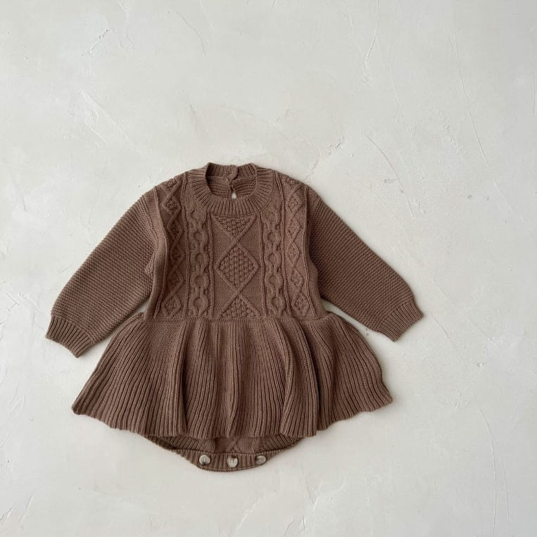 Reve Kid - Korean Baby Fashion - #babygirlfashion - Cable Knit Bodysuit