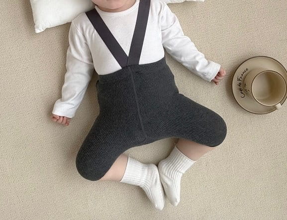 Reve Kid - Korean Baby Fashion - #babyoninstagram - Knit Dungarees Leggings