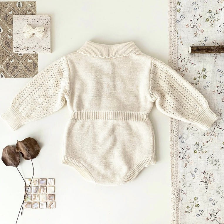 Reve Kid - Korean Baby Fashion - #onlinebabyboutique - Knit Collar Bodysuit