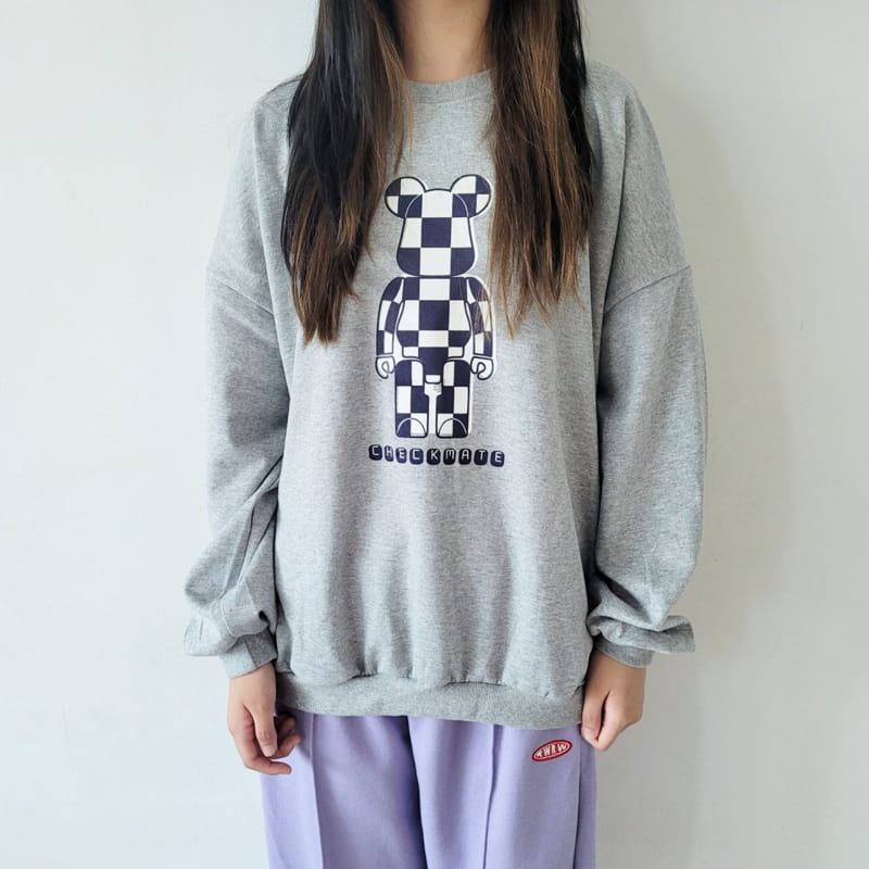 Riwoo Riwoo - Korean Junior Fashion - #discoveringself - Chess Bear Sweatshirt