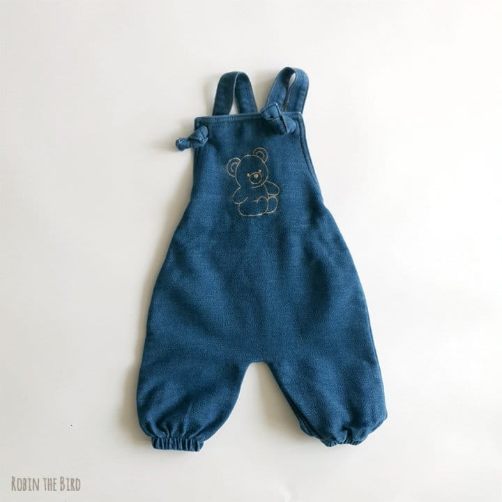 Saerobin - Korean Children Fashion - #Kfashion4kids - Bear Emboridery Dungarees Pants - 3