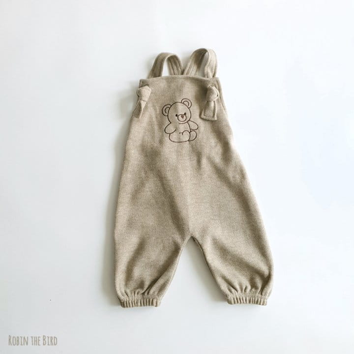 Saerobin - Korean Children Fashion - #kidsstore - Bear Emboridery Dungarees Pants