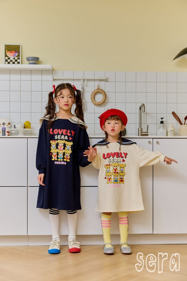 Sera - Korean Children Fashion - #discoveringself - Sailor Collar Bear One-piece