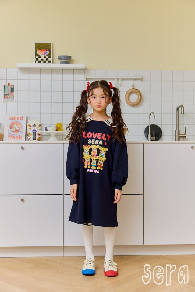 Sera - Korean Children Fashion - #fashionkids - Sailor Collar Bear One-piece - 2