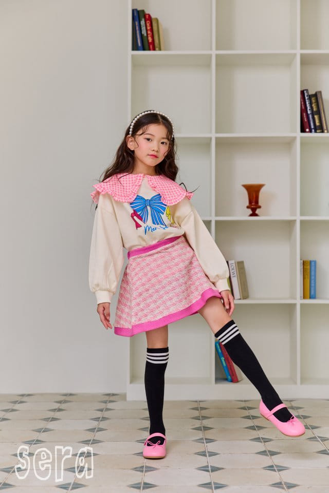 Sera - Korean Children Fashion - #kidsshorts - Frill Collar Ribbon Sweatshirt - 8