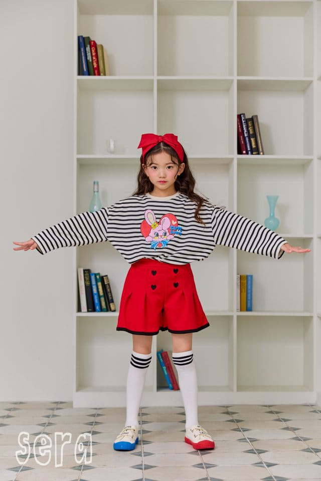 Sera - Korean Children Fashion - #kidsshorts - Heart Stripes Tee - 3