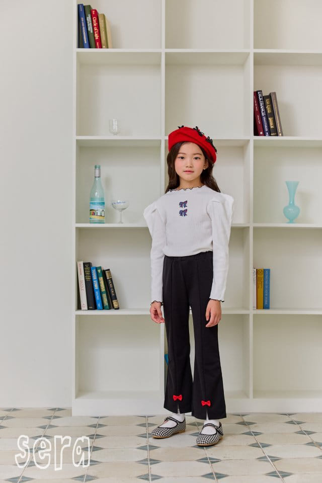 Sera - Korean Children Fashion - #kidsstore - Red Ribbon Pants - 3