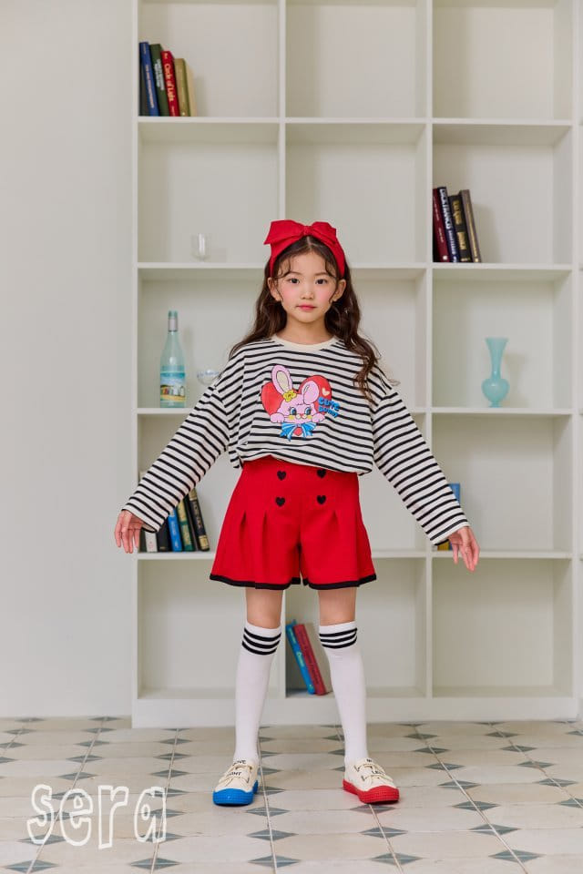 Sera - Korean Children Fashion - #kidsshorts - Heart Stripes Tee - 4