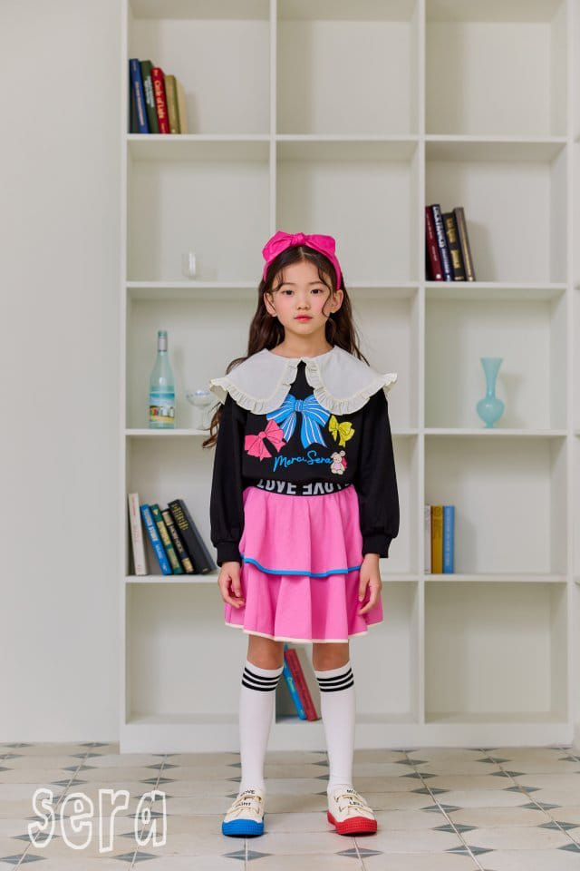 Sera - Korean Children Fashion - #stylishchildhood - Frill Collar Ribbon Sweatshirt - 2