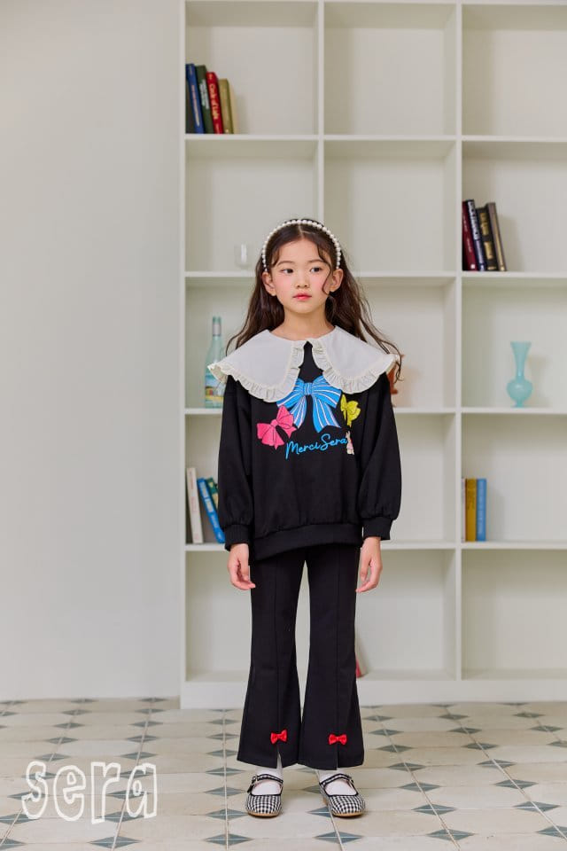 Sera - Korean Children Fashion - #toddlerclothing - Frill Collar Ribbon Sweatshirt