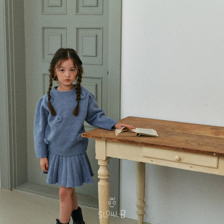 Slow B - Korean Children Fashion - #designkidswear - Flower Knit Set UP - 2