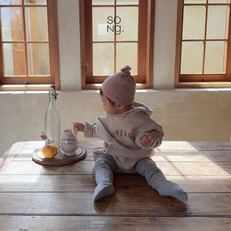 Song - Korean Baby Fashion - #babyoutfit - Vintage Hoody Bodysuit - 9