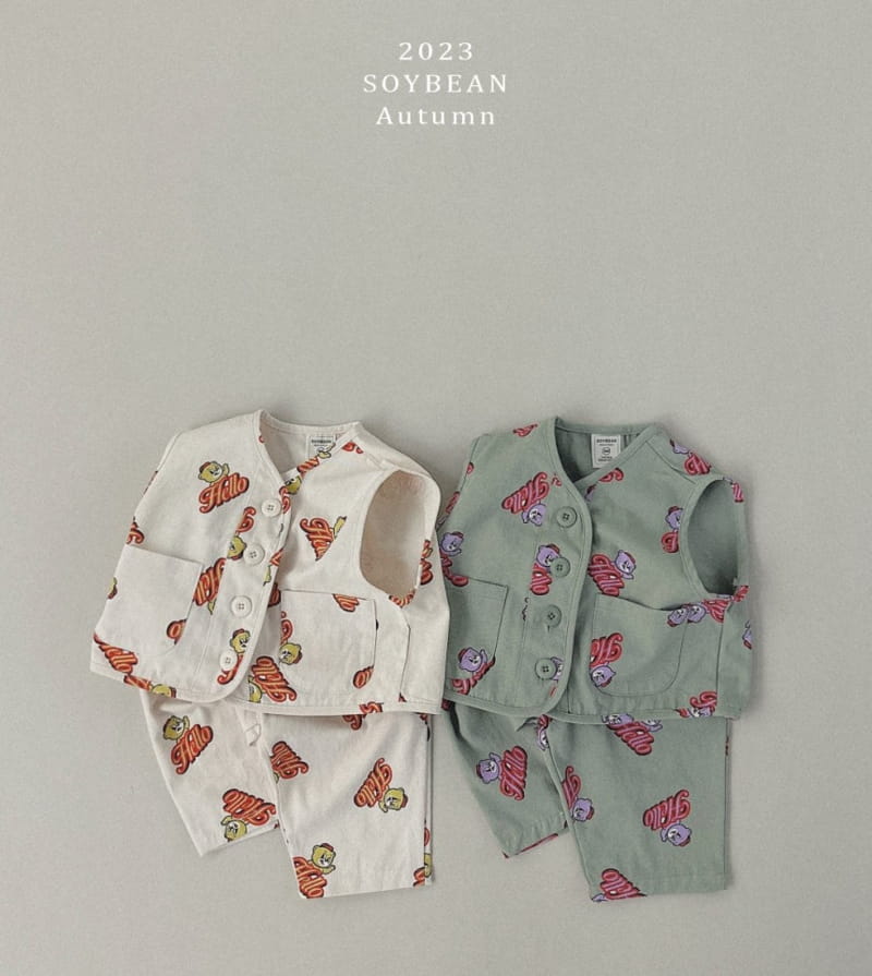 Soybean - Korean Children Fashion - #childofig - Hello Bear Top Bottom Set - 6