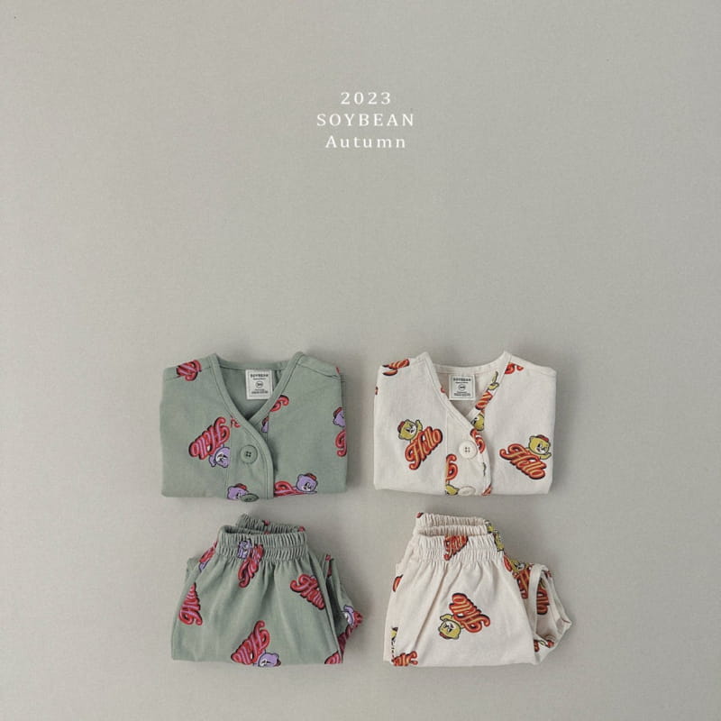 Soybean - Korean Children Fashion - #discoveringself - Hello Bear Top Bottom Set - 9