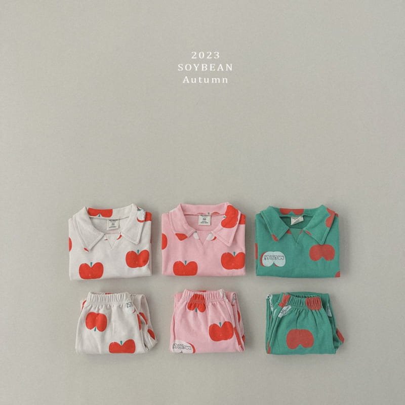 Soybean - Korean Children Fashion - #discoveringself - Collar Apple Top Bottom Set