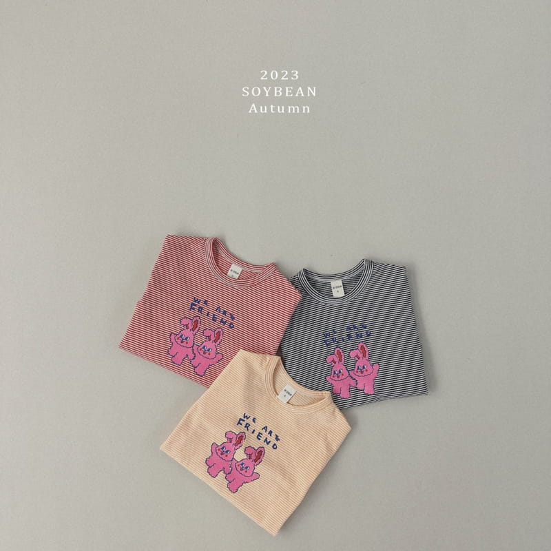 Soybean - Korean Children Fashion - #kidsshorts - Bunny Stripes Tee - 10