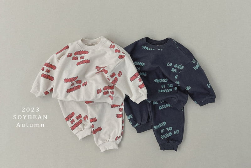 Soybean - Korean Children Fashion - #littlefashionista - Lettering Top Bottom Set - 10