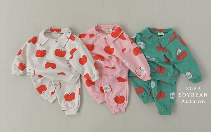 Soybean - Korean Children Fashion - #magicofchildhood - Collar Apple Top Bottom Set - 8