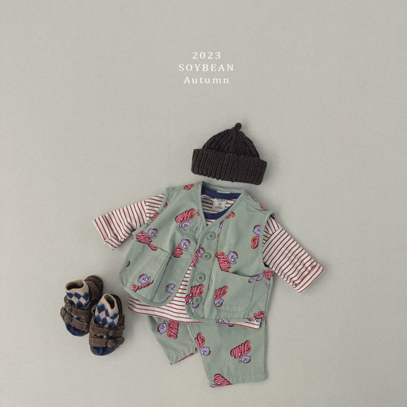 Soybean - Korean Children Fashion - #todddlerfashion - Hello Bear Top Bottom Set - 3