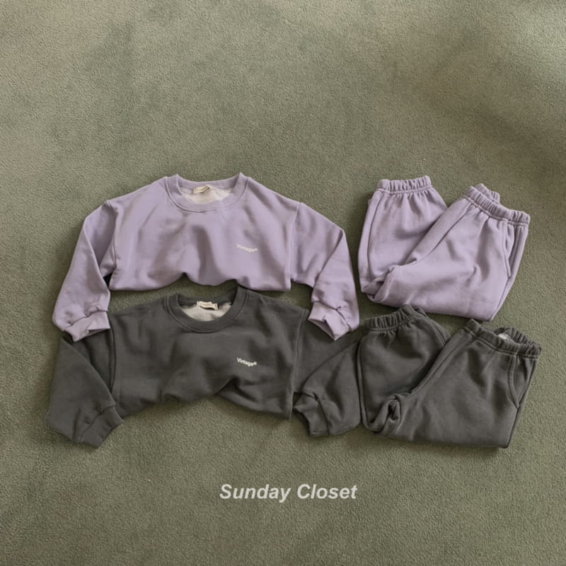 Sunday Closet - Korean Children Fashion - #kidzfashiontrend - Vintage Pigment Top Bottom Set