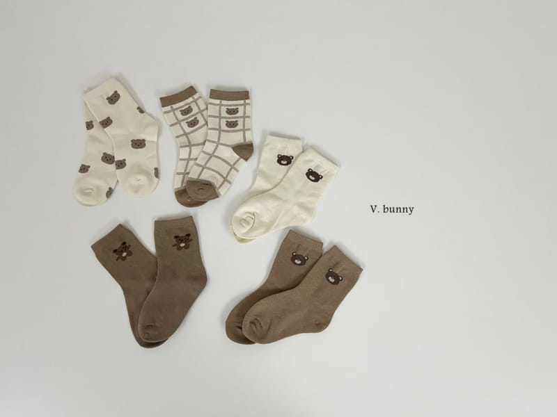 V Bunny - Korean Children Fashion - #Kfashion4kids - Five Bear Socks Set - 11