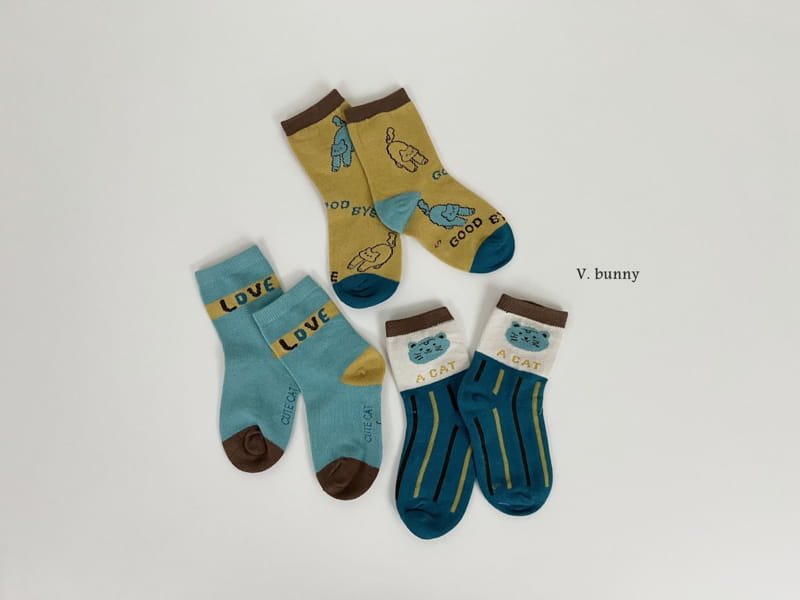 V Bunny - Korean Children Fashion - #Kfashion4kids - Cats Socks Set - 8