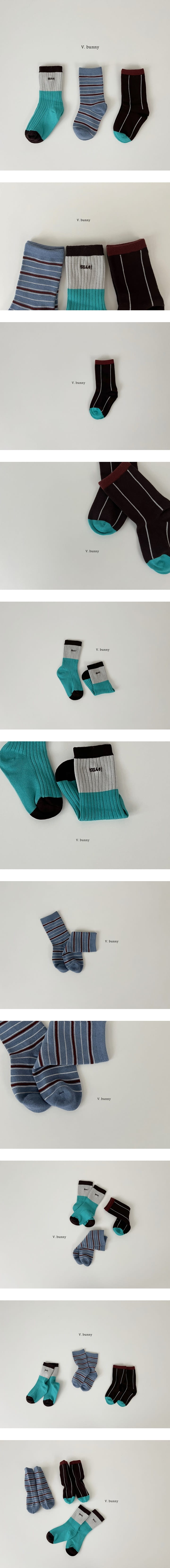 V Bunny - Korean Children Fashion - #Kfashion4kids - Mint Choco Socks Set