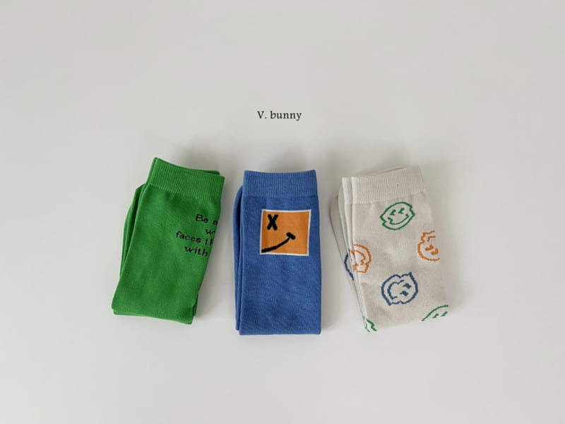 V Bunny - Korean Children Fashion - #childofig - Square Smile Socks Set