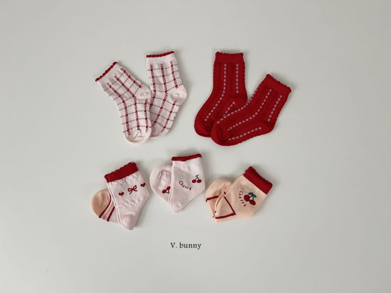 V Bunny - Korean Children Fashion - #childofig - Ribbon Check Socks Set - 2