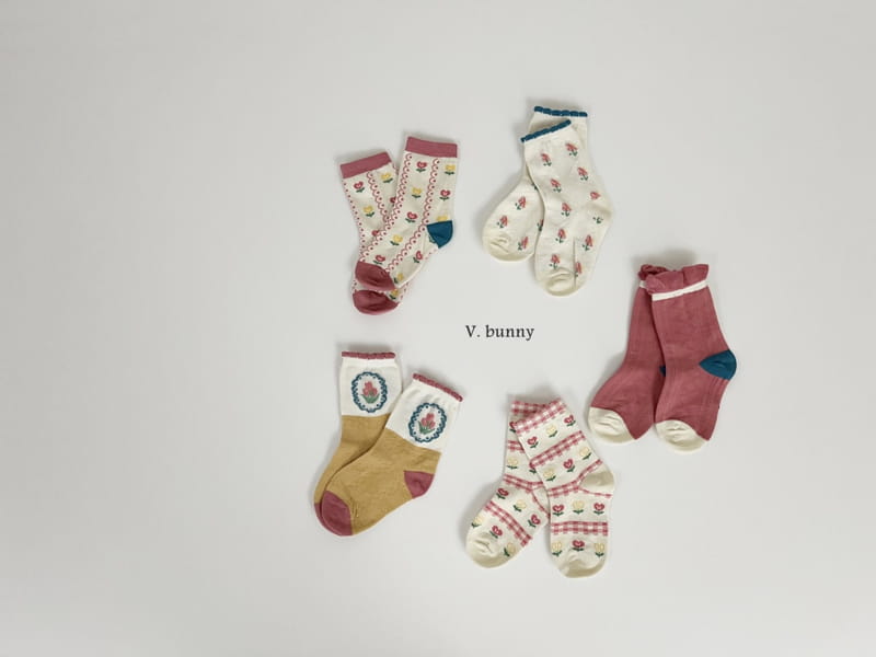 V Bunny - Korean Children Fashion - #childofig - Love Flower Socks Set