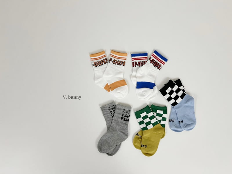 V Bunny - Korean Children Fashion - #childofig - Half Check Socks Set - 8