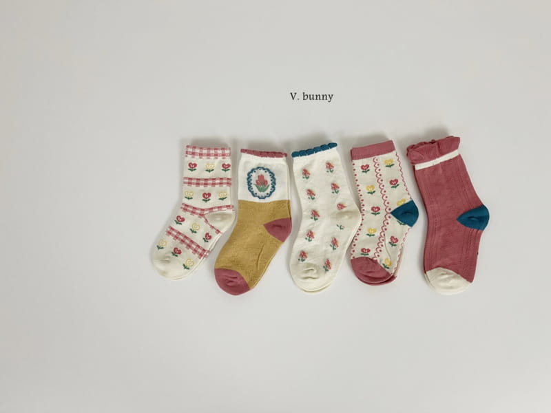 V Bunny - Korean Children Fashion - #childrensboutique - Love Flower Socks Set - 2