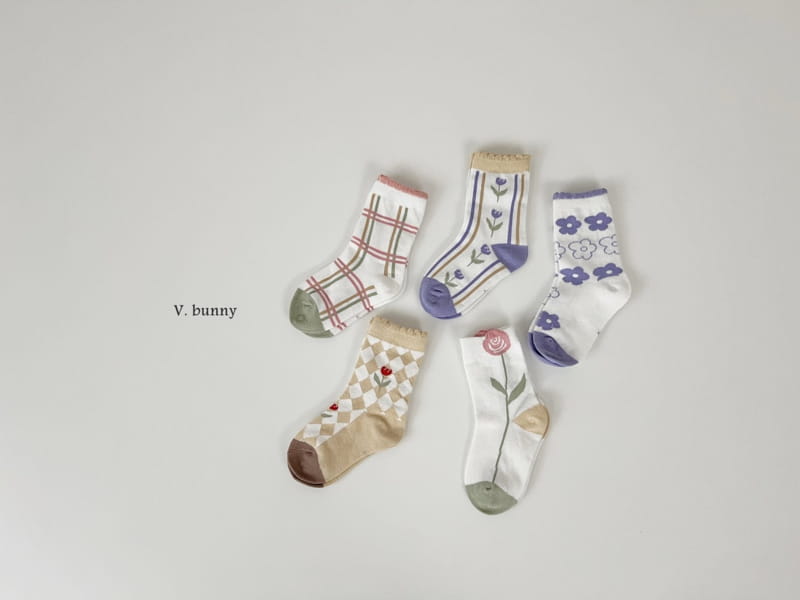 V Bunny - Korean Children Fashion - #childrensboutique - Dia Flower Socks Set