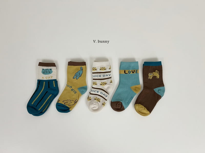 V Bunny - Korean Children Fashion - #childrensboutique - Cats Socks Set