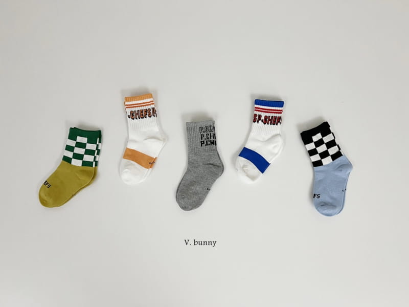 V Bunny - Korean Children Fashion - #designkidswear - Half Check Socks Set - 10