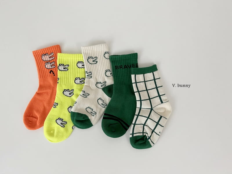 V Bunny - Korean Children Fashion - #designkidswear - Crocodile Socks Set - 9