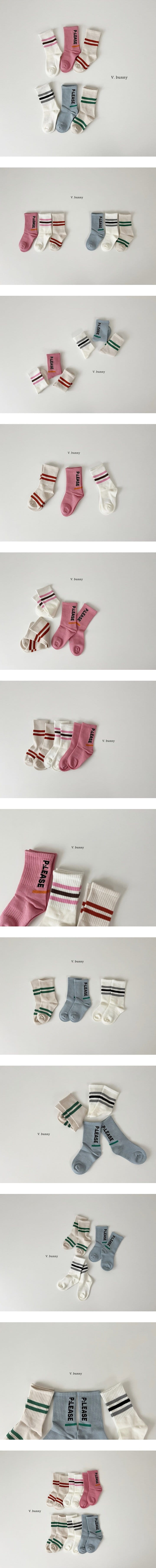 V Bunny - Korean Children Fashion - #fashionkids - Please Socks Set