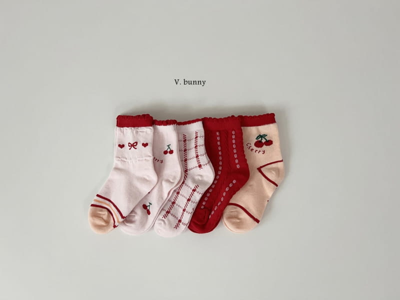 V Bunny - Korean Children Fashion - #kidsshorts - Ribbon Check Socks Set - 8