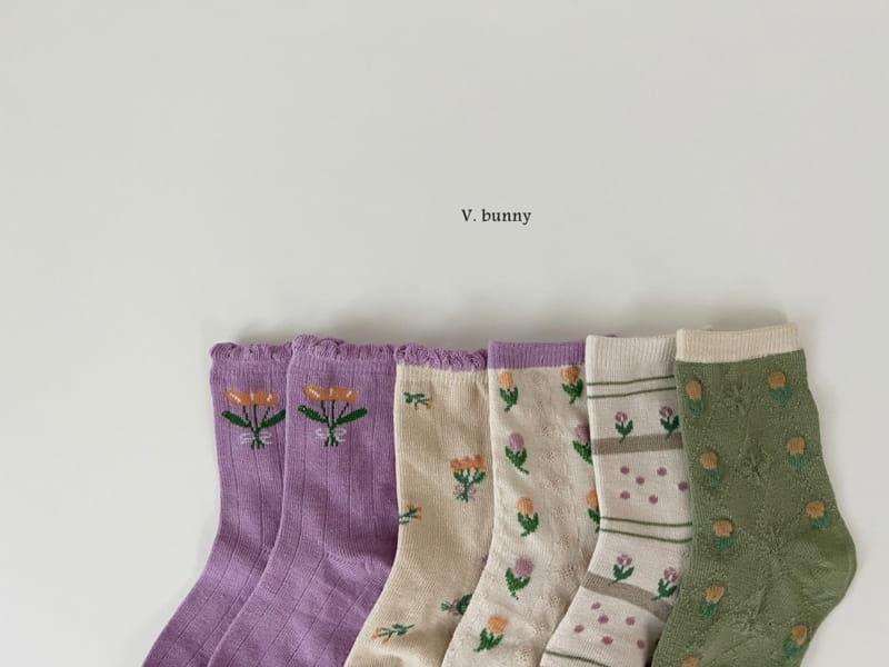 V Bunny - Korean Children Fashion - #kidsshorts - Flower Socks Set - 2